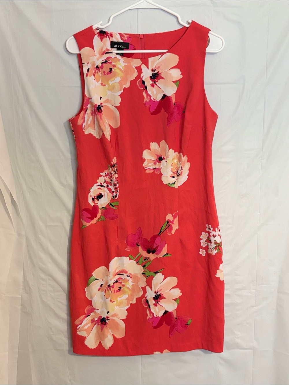 ALYX Coral Red Floral Midi Dress